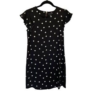 Adrienne Vittadini Dress cap sleeve Black and White Polka Dot Size 2